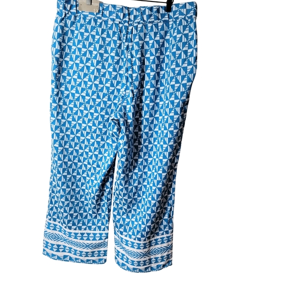 Soft Surroundings Narah Wide Leg Palazzo Pant Blue & White Geometric Print 1X - Picture 8 of 15